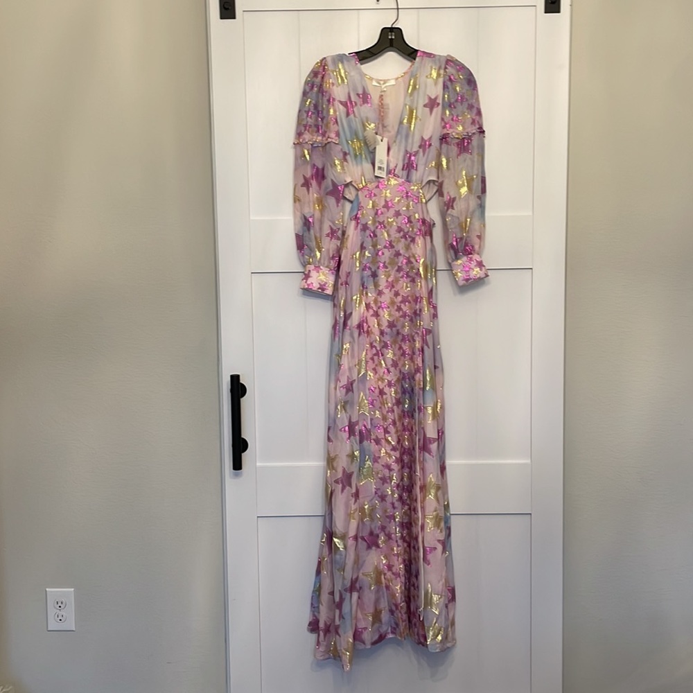 NWT LoveShackFancy Aneesha dress multi-sized lurex star print - Picture 5 of 12